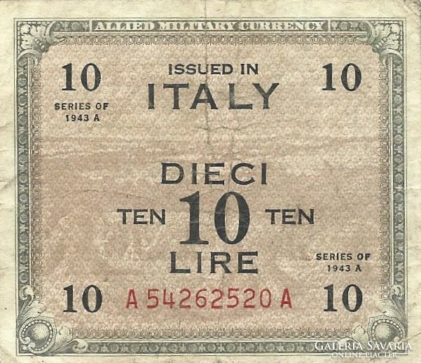 10 lire lira 1943 Olaszország katonai militari 2.