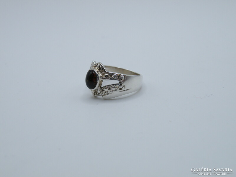 UK0197 Barna köves ezüst 925 gyűrű méret 50
