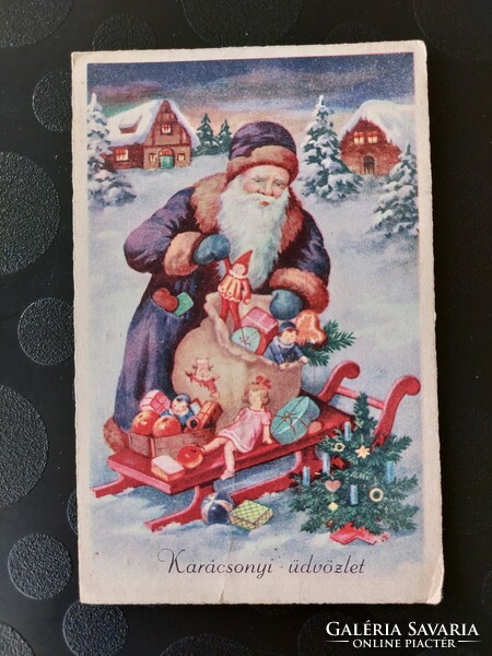Régi karácsonyi képeslap Mikulás Télapó