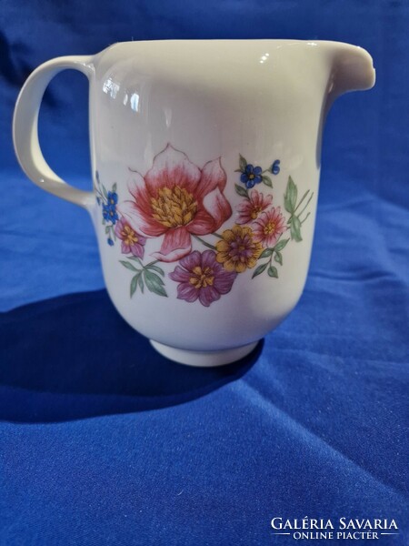 Alföldi porcelain milk spout with a colorful flower pattern, 12 cm high