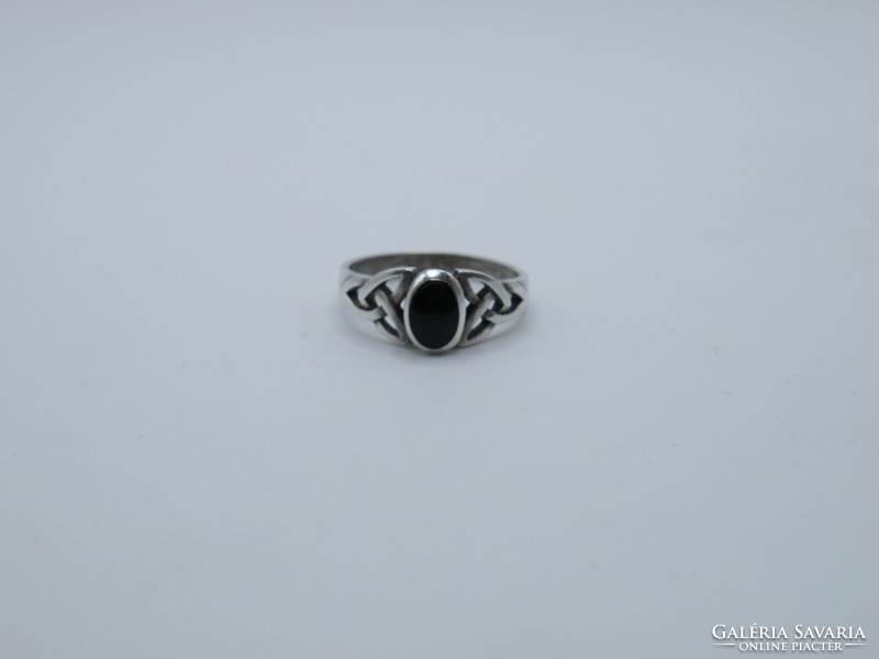 UK0182 Ónix köves ezüst 925 gyűrű méret 55 1/2