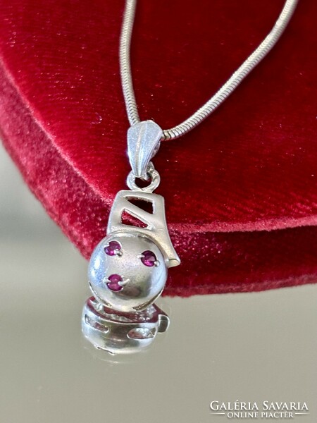 Mesés ezüst nyaklánc és Medál, valódi-természetes rubin kövekkel