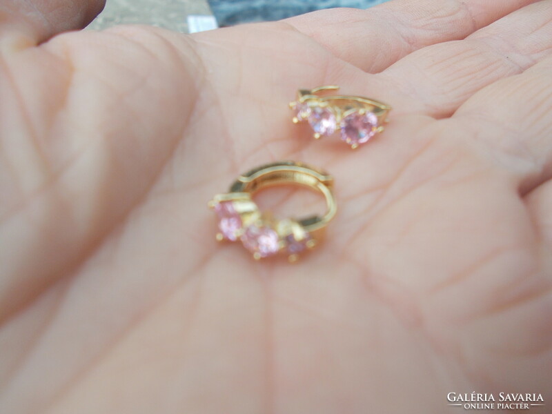 For half! Italian gold gold filled earrings with pink stones