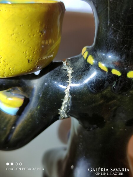 Art deco hop ceramic figure smoking set damaged!