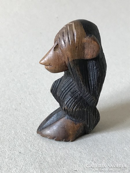 Blind monkey carved painted retro wooden statue 9 cm