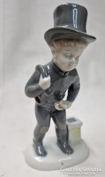 Régi, német porcelán kéményseprő fiú, jelzett, hibátlan állapotban