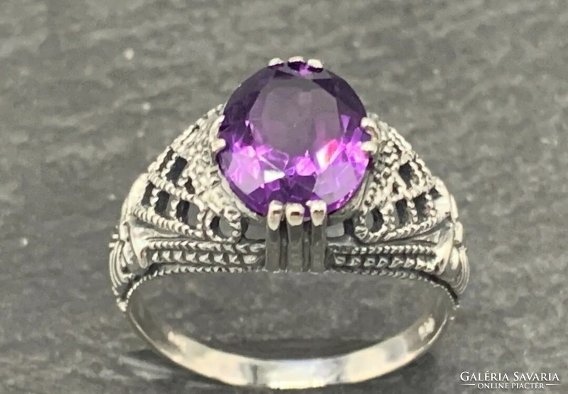 Wonderful amethyst gemstone sterling silver ring 925/ - new 54 es mèret