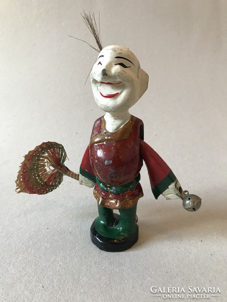 Antique painted carved Chinese Asian movable hand puppet male actor statue 17 cm.