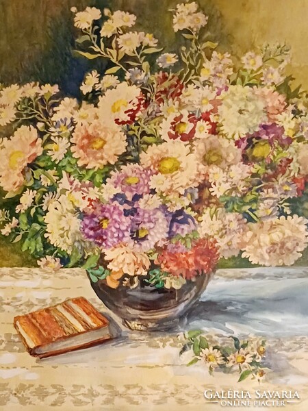 Watercolor still life with lilac
