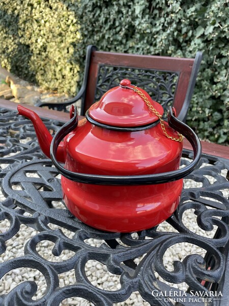 3 Liter enamelled red teapot teapot village peasant