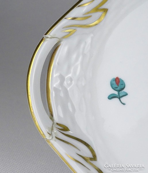 1Q456 Régi tulipán mintás sérült Herendi porcelán kínáló tál tálca 15.5 x 37 cm