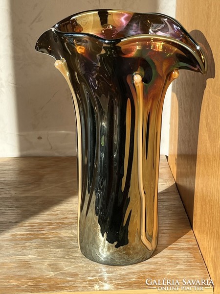Szecessziós iparművész üveg váza  (U0021)