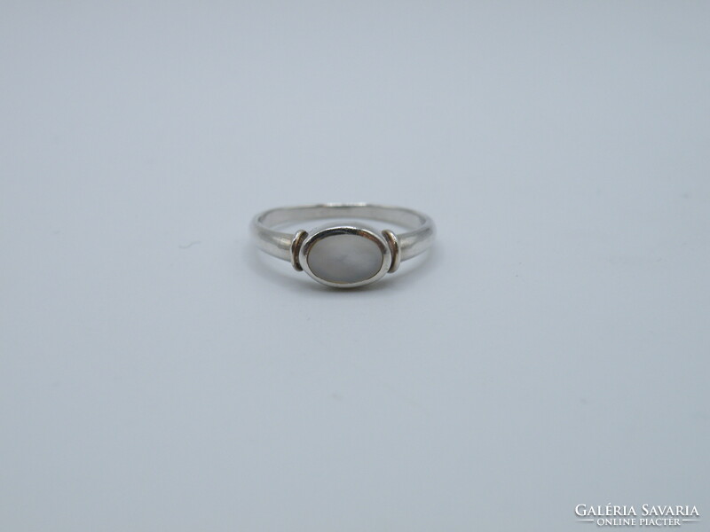 Uk0186 mother of pearl inlaid silver 925 ring size 53 1/2