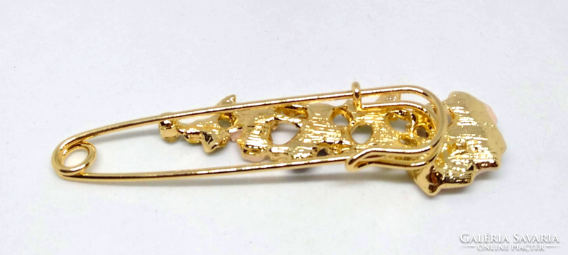 Gold-enamelled cz crystal, colorful flower brooch 12
