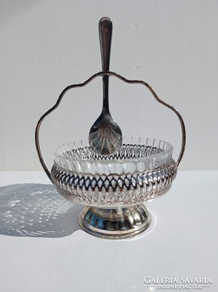 Silver-plated English sugar bowl set
