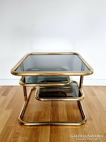 Ritka mid-century modern szögletes üvegasztal