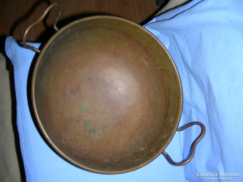 Marked antique 1864 copper foam cauldron 28 cm