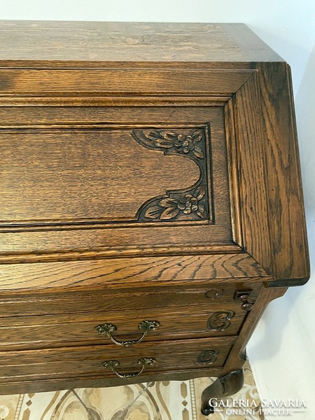 Secretary, carved oak, neo-baroque. Desk.