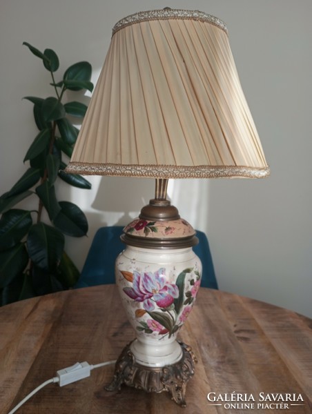 Antik Asztali lámpa Zsolnay Jellegű festéssel