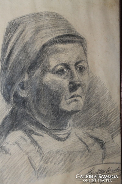 Keresztesi Ágoston jelzéssel grafika - portré