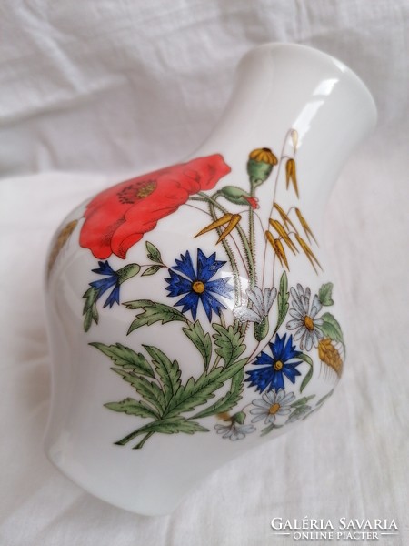 Zsolnay porcelain vase with poppies and field flowers