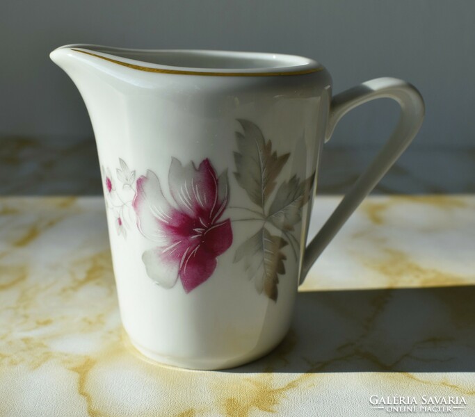 Retro Alföldi porcelán magnólia, virág mintás kiöntő, tejkiöntő
