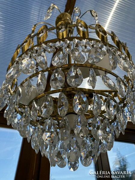 Hollywood regency, complete crystal chandelier, new wiring!