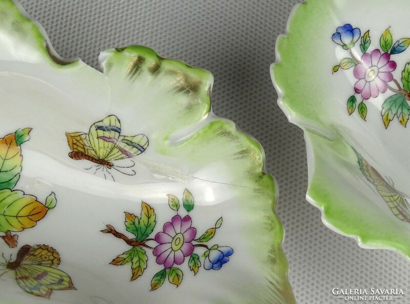 1Q458 old damaged Herend porcelain leaf-shaped ashtray 6 pieces