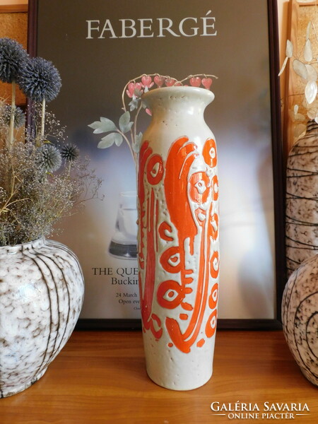 Retro kerámia iparművész váza absztrakt mintával EI jelzéssel 41 cm