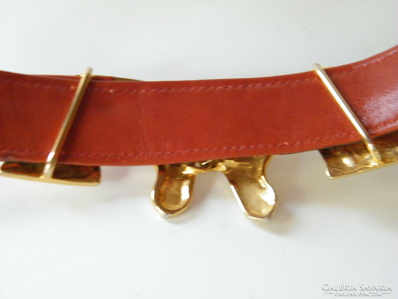 Horse head pair with custom made copper belt buckle with crocodile leather belt