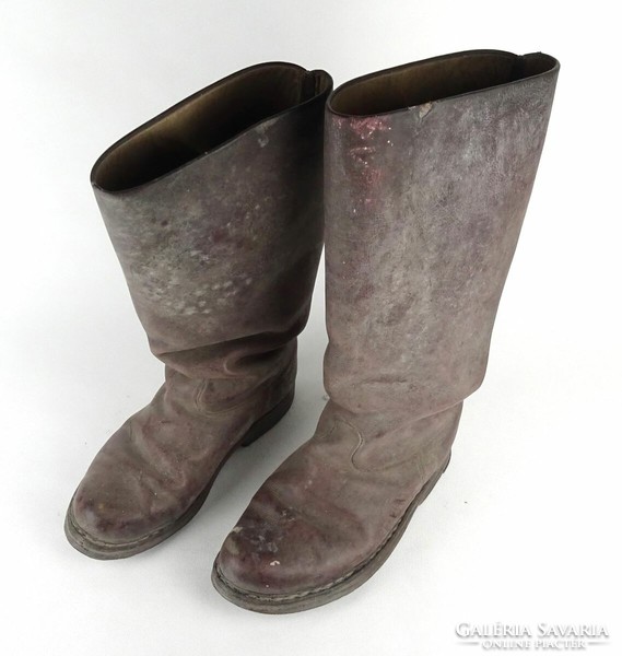 1Q357 old high-heeled leather boots folk costume