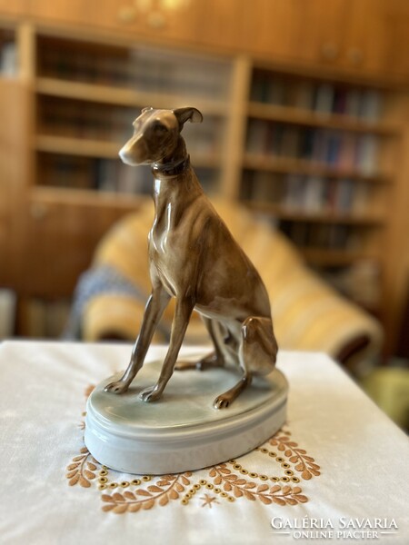 Zsolnay greyhound, hand painted, marked (designer: béla markup)