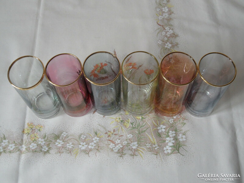 Retro old colored glass cups (6 pcs.)