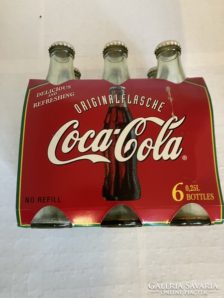 Coca Colá-s üveg (üres!) 6 darab, retro (21 éves) + karton