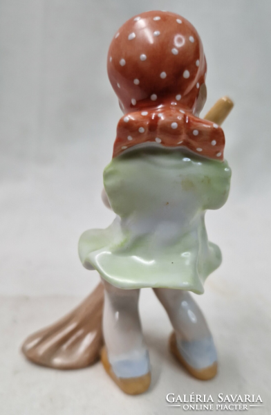 Herend, sweeping girl, hand-painted, rare, porcelain figurine, in perfect condition