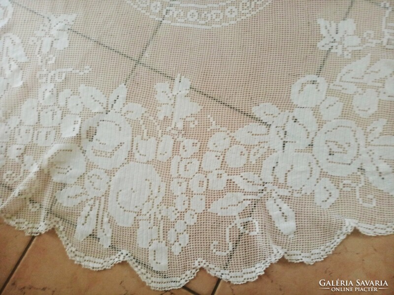 Crocheted antique lace tablecloth - 135x145 cm