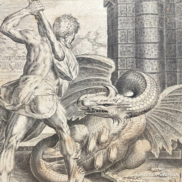 Frans Floris: Hercules megöli Ladont és leszedi az aranyalmákat F00325