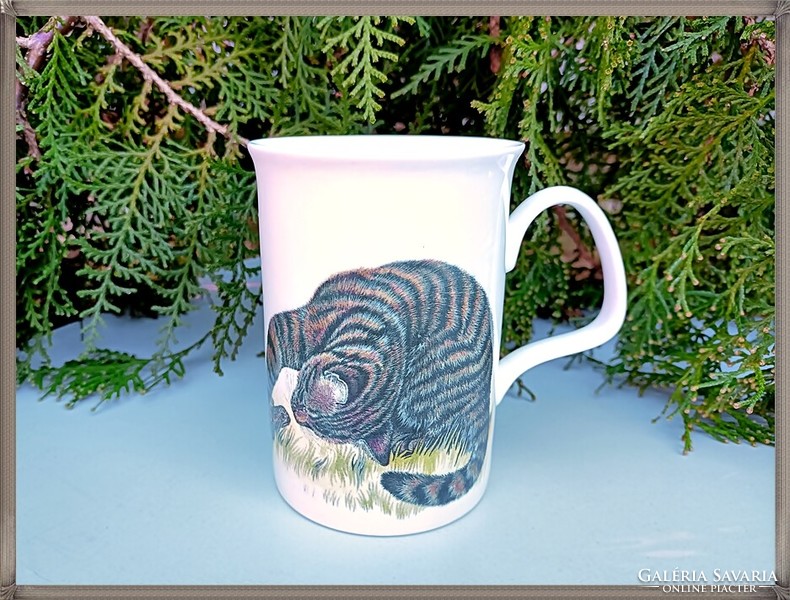 Roy Kirkham quality English porcelain mug with cat pattern