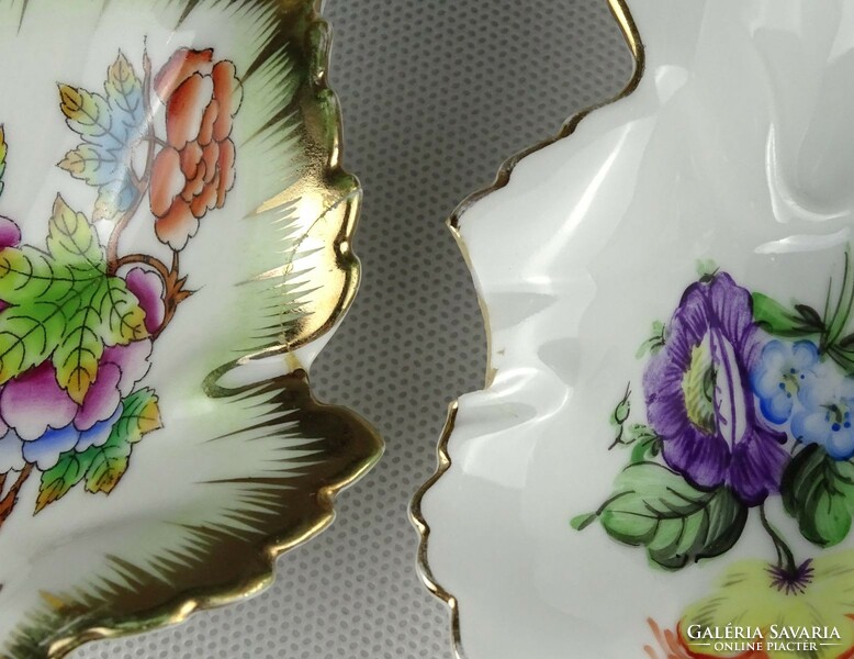 1Q458 old damaged Herend porcelain leaf-shaped ashtray 6 pieces