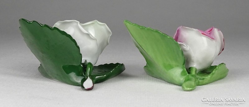 1Q459 old damaged Herend porcelain rose 2 pieces