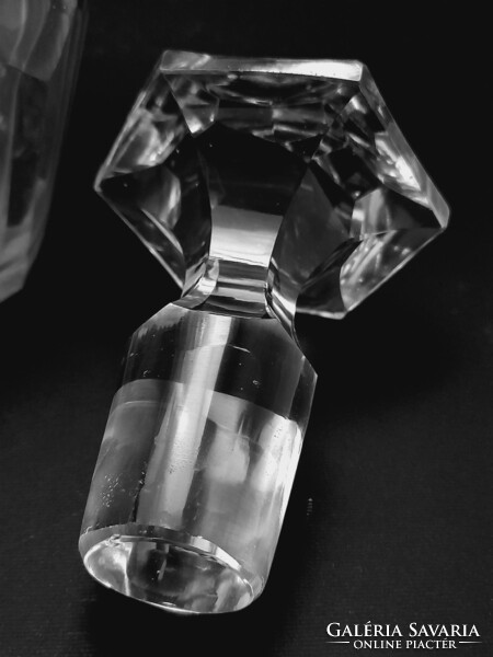 Biedermeier nagyméretű, nehéz üveg palack eredeti dugójával, 32,5 cm