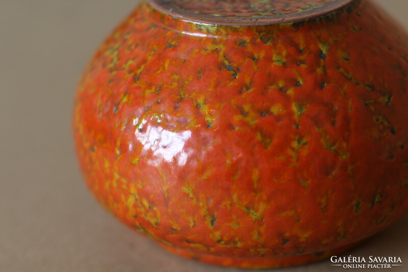 Retro narancssárga mázas kerámia kaspó virágtartó
