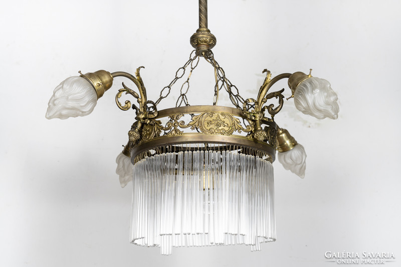 Spaghetti glass chandelier with torch covers