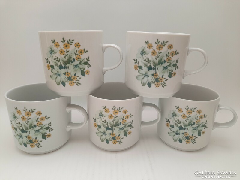 Alföldi retro green floral home factory mugs, 5 in one