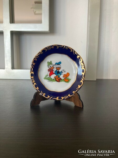 Zsolnay pompadour iii ring holder bowl, mini plate with Donald duck