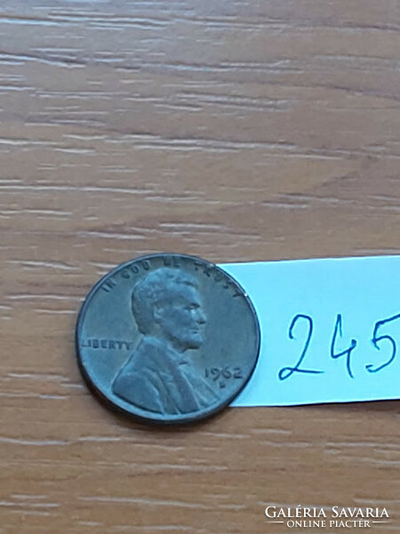 Usa 1 cent 1962 / d, abraham lincoln, copper-zinc 245