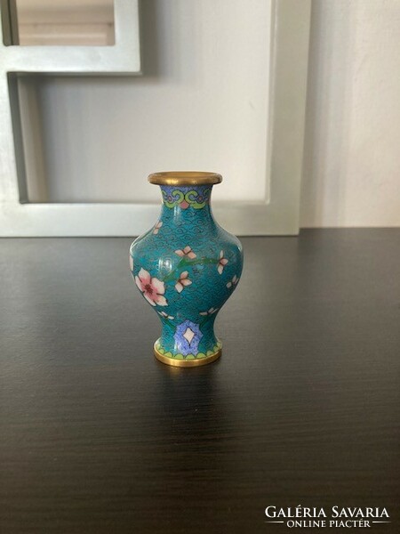 Cloisonné compartment enamel vase with floral decor