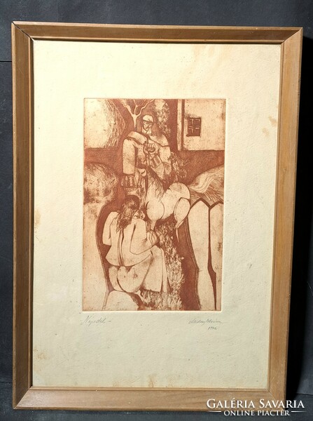 Folk song - color etching, 1976 - with unidentified signature