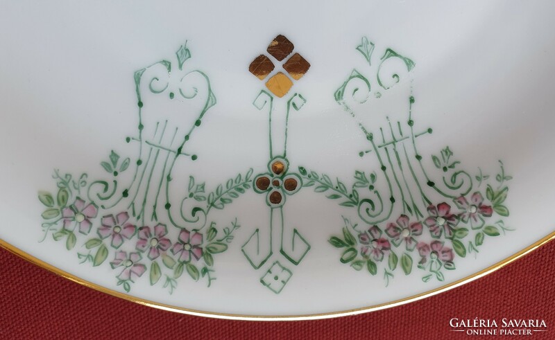 Tirschenreuth Bavaria német porcelán kistányér süteményes tányér virág mintával kézzel festett