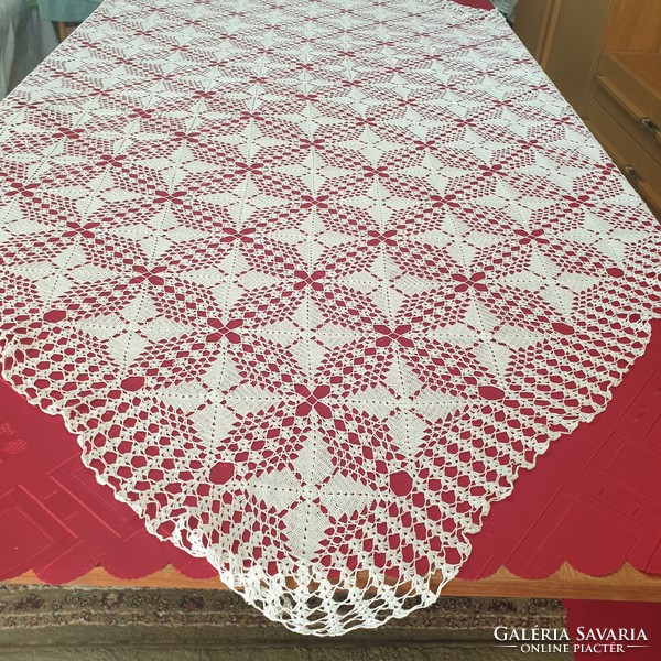 Hand crocheted large lace tablecloth